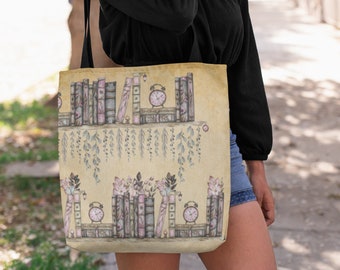 Bookish tote bag, Book bag, Bookish purse, Unique bookish gifts,  Bookish gifts for her, Books and herbs, Book lover