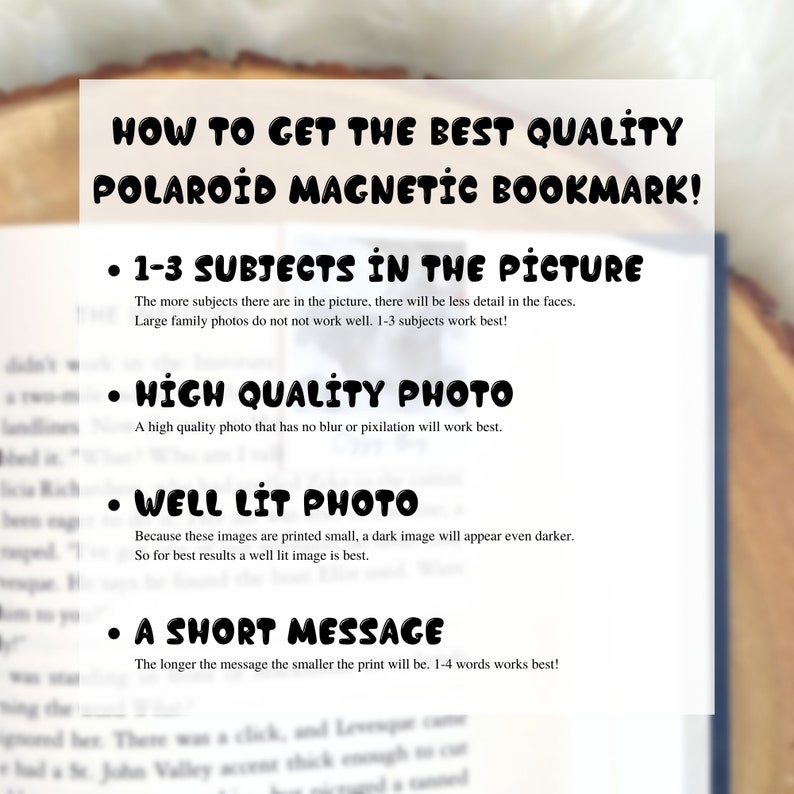 Bookish Gift, Personalized magnetic bookmark, Custom polaroid magnetic bookmark, Gift for book lover, Custom picture bookmark image 6