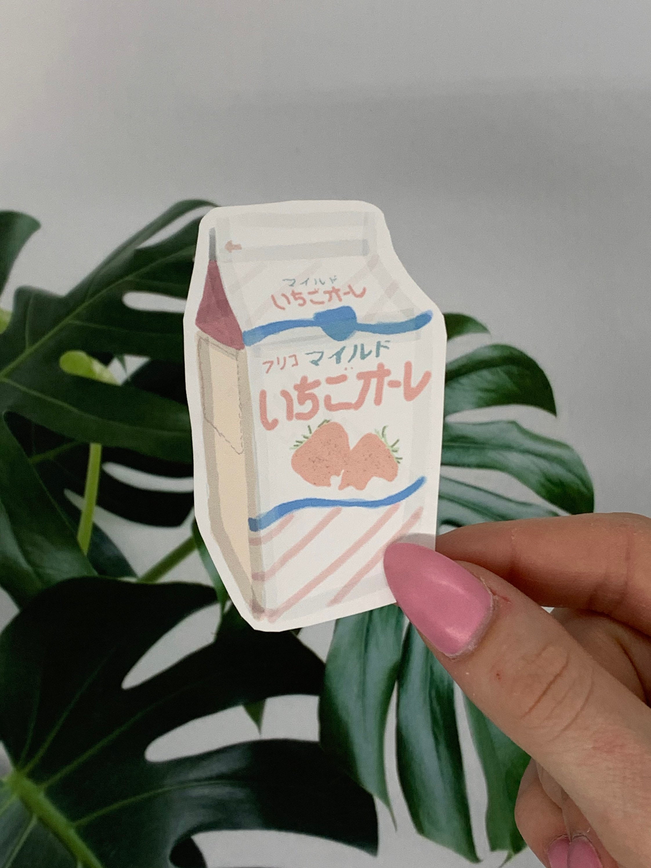Strawberry Milk Carton Japanese Drink Sticker Etsy