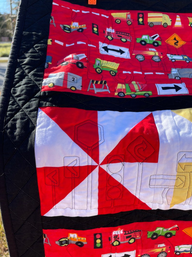 Construction Vehicles Quilt Colorful Primary Colors Custom Etsy