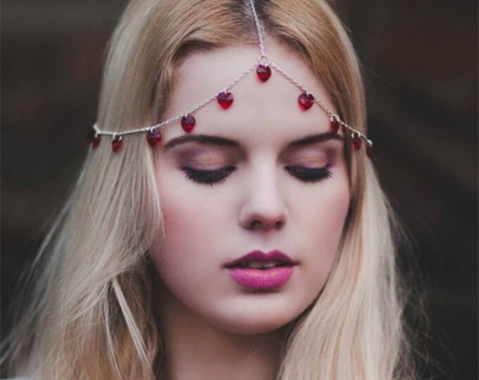 Hair Jewelry Head Chain Bridal Headpiece Hair Chain Red Queen Etsy