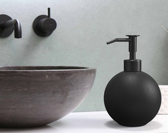LAGOM HOUSE Black Soap Dispenser for Bathroom Kitchen Dish Soap Dispenser for Kitchen Decorative Resin Black Marble Soap Dispenser Bathroom Soap Dispenser Gold 16.9 OZ