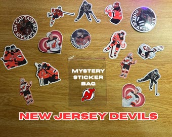 New Jersey Devils Mystery Sticker Bag | 4 Stickers Each | Water Resistant | NHL