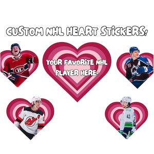 Adesivi personalizzati a forma di cuore NHL / Resistenti all'acqua, impermeabili, opzioni olografiche