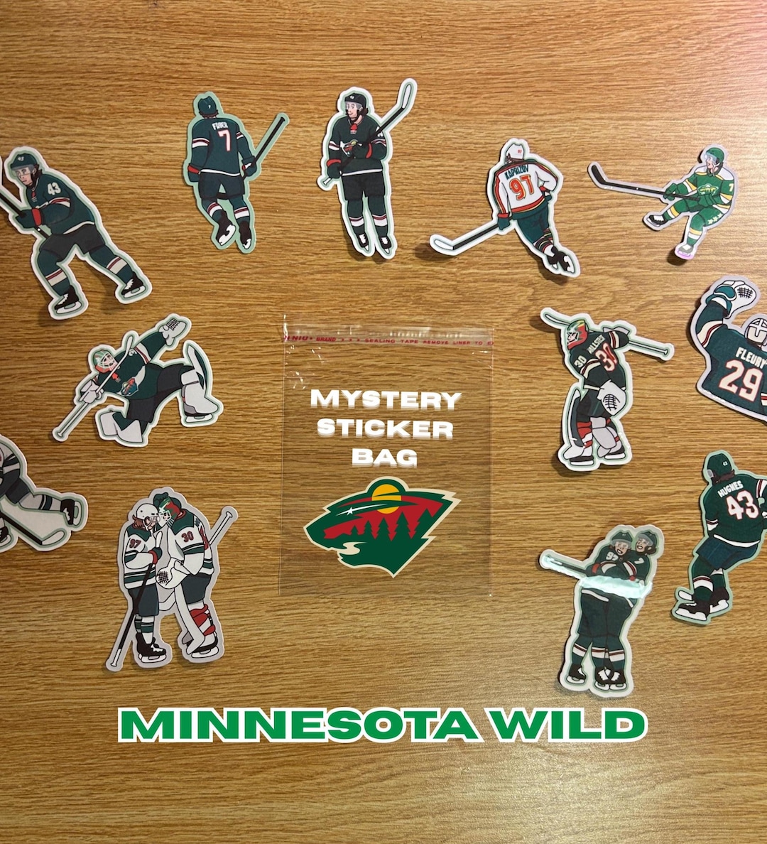 Minnesota Wild Mystery Sticker Bag | 4 Stickers Each | Water Resistant ...