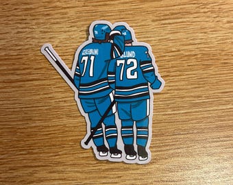 Adesivo Macklin Celebrini e William Eklund | San Jose Sharks | Resistente à água