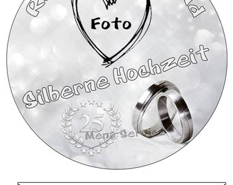 Fontant Papier Tortenbild,Tortenfoto,Tortenaufleger Silber Hochzeit 3 