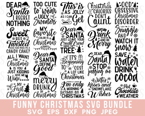 Funny Christmas SVG Bundle Sarcastic Christmas Sign Merry - Etsy