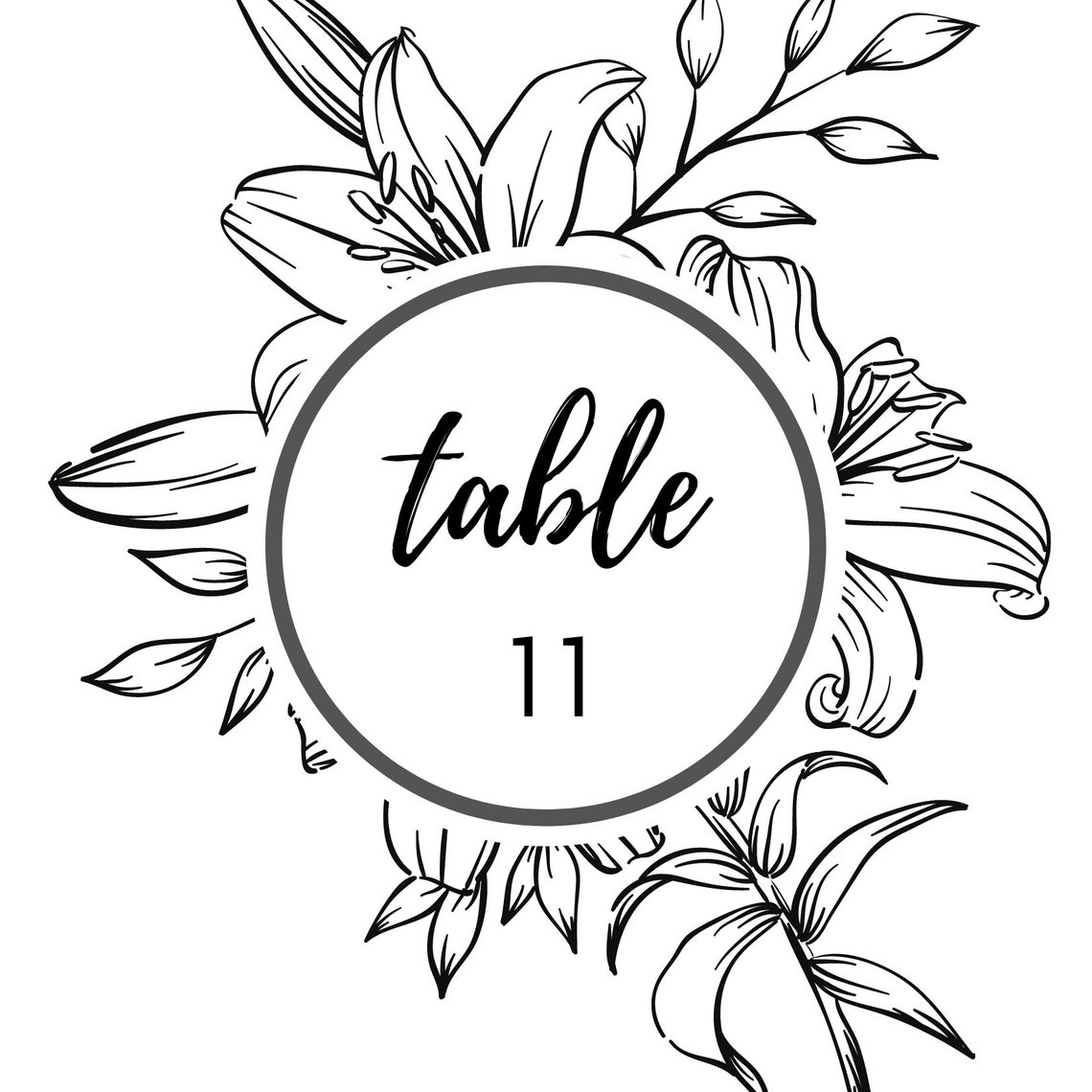Table Numbers Template Classy Wedding Table Number Sign Etsy