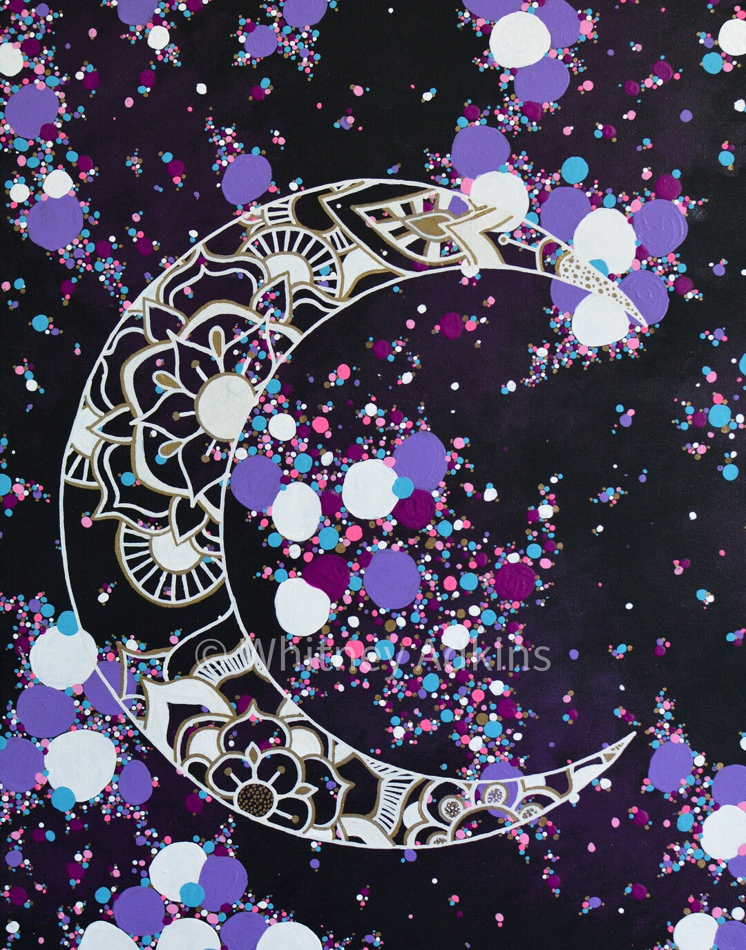 Crescent Moon Digital Print Night Sky Colorful Wall Art Celestial ...