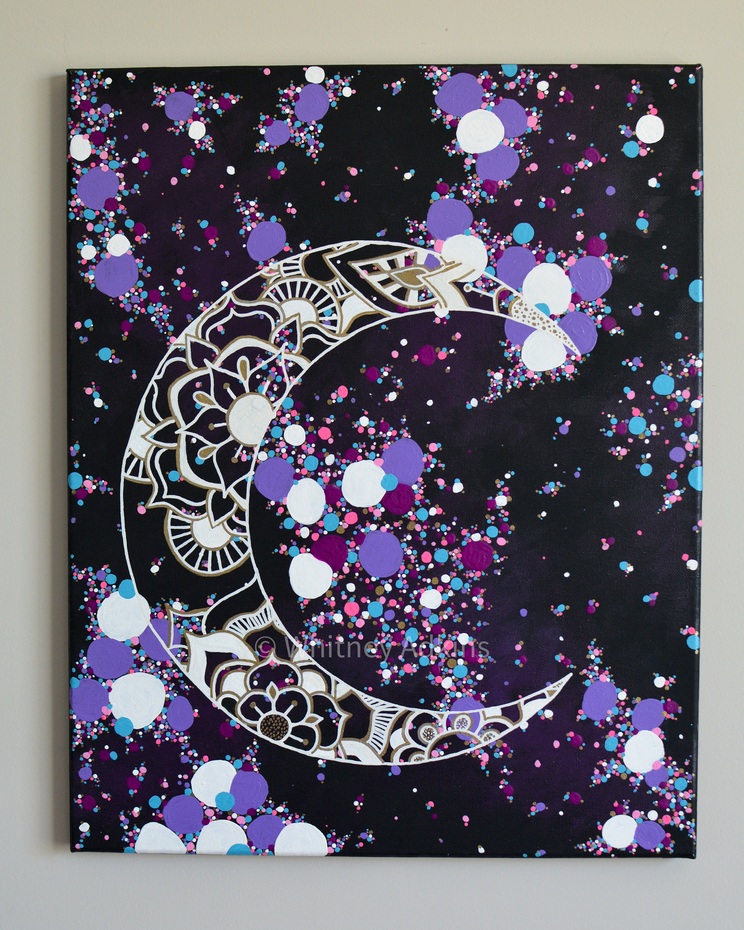 Crescent Moon Digital Print Night Sky Colorful Wall Art Celestial ...