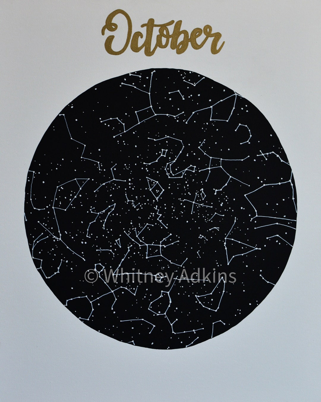 October Star Chart Digital Print Constellations Artwork Birth Chart ...