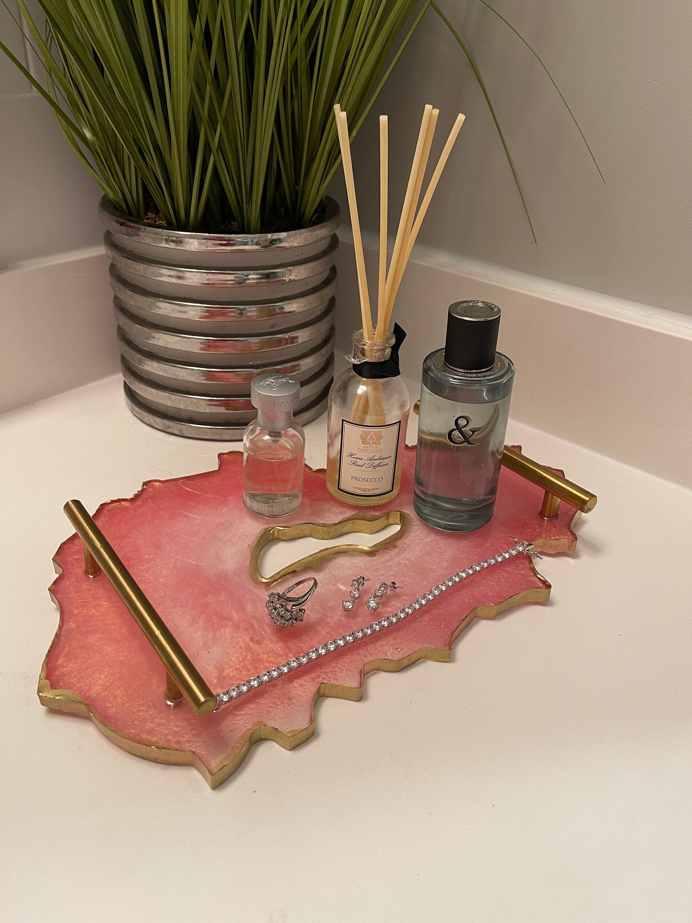 Custom Resin Vanity Tray with Gold Handles Vanity Tray Gold Etsy