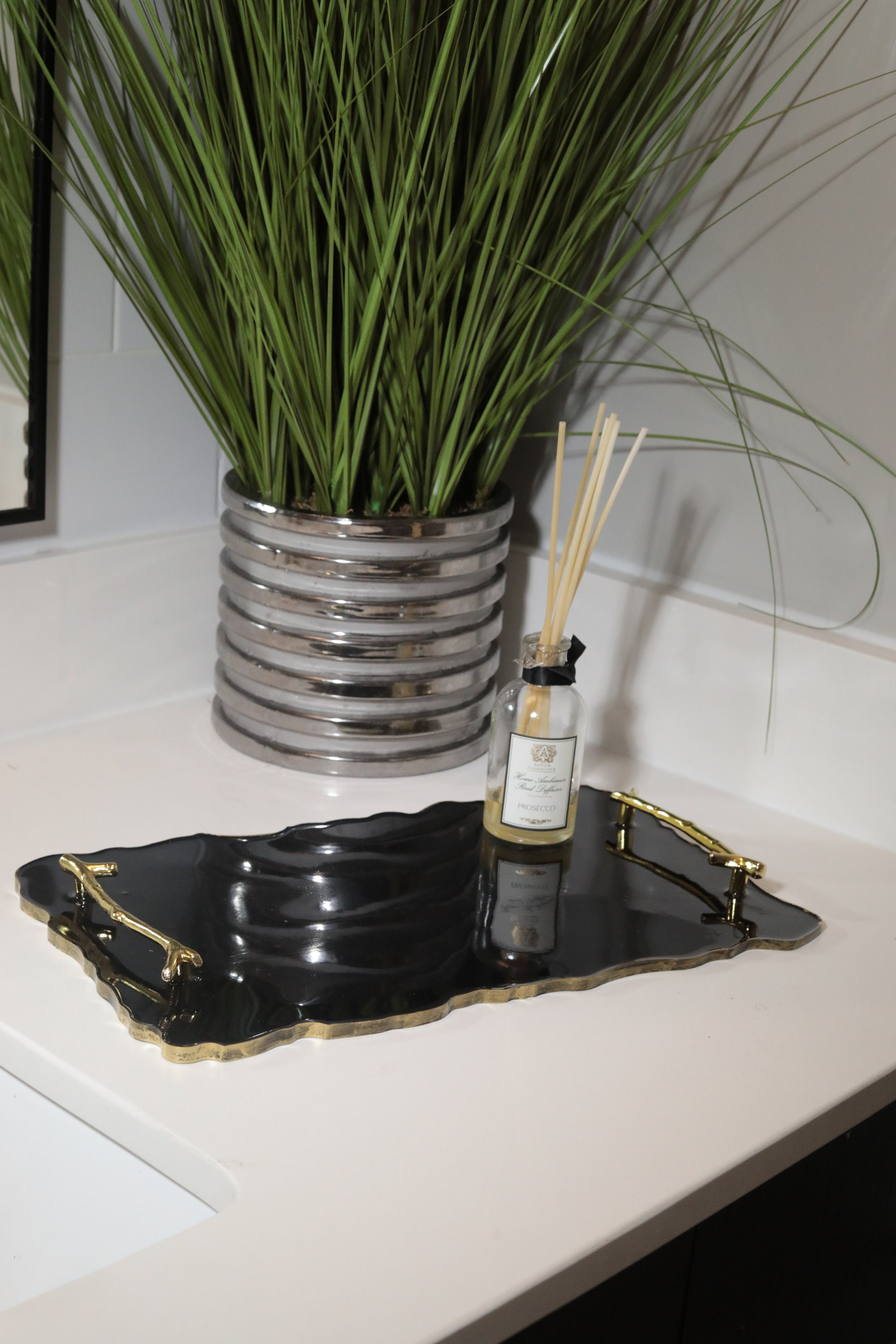 Custom Resin Vanity Tray with Gold Handles Vanity Tray Gold Etsy