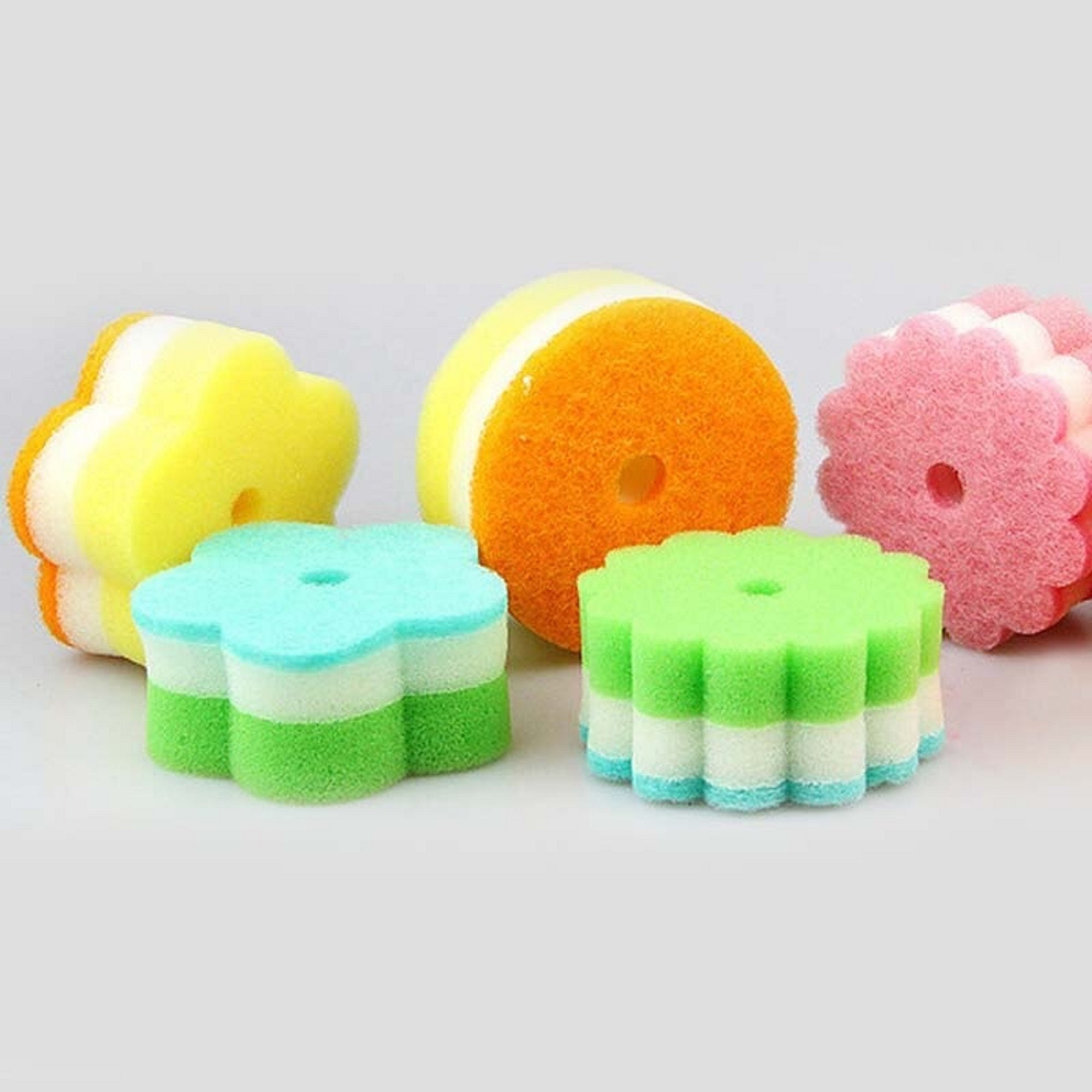 Flower Shape Sponge Brush Sponges Scouring Pads Tableware Etsy