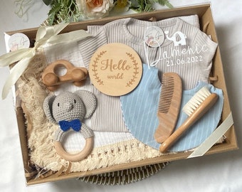 Personalized gift | Custom | Baby Boy Gift Box  / Newborn Baby Boy Gift Box - Bow Tie Elephant