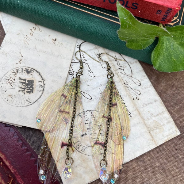 NEW Rather Magical Large 'Ethereal natural Faerie wing earrings/whimsical earrings/ fantasy jewellery/ fairy wing jewellery/ gift for her