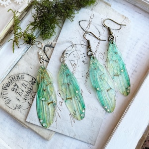 New Collection 'Ethereal green faerie wing' Earrings