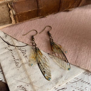 Small Natural Faerie Wing Earrings/gift for her/fairy earrings/ whimsical jewellery