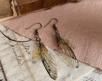 Small Natural Faerie Wing Earrings/gift for her/fairy earrings/ whimsical jewellery