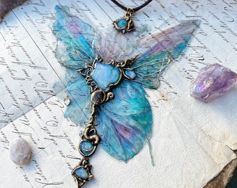 Opal Chrysalis necklace/firefly path collaboration/ fantasy necklace statement piece/ fae jewellery