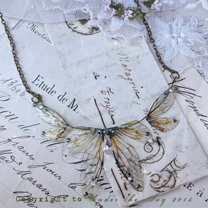 Natural Faerie Wing Necklace/ fairy jewellery/ gift for her/ fairy core aesthetic/ fairy necklace