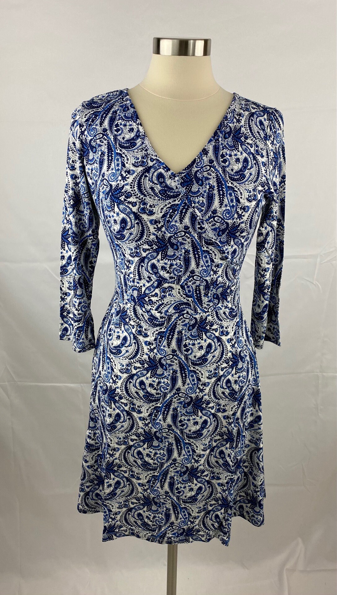 New Printed VNeck Faux Wrap Dress 3/4 Sleeve Rayon/Spandex Etsy