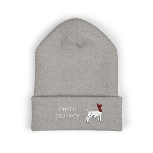 Embroidered Show Goat Cuffed Beanie, Personalized Knit Hat