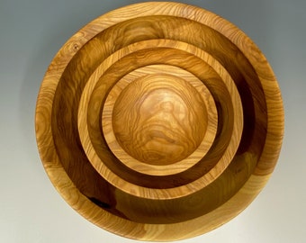 Wooden Olive Ash Nested Bowl Set