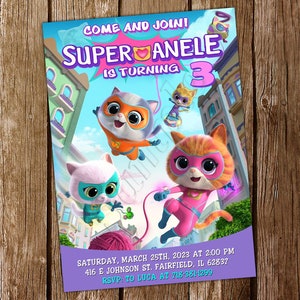 Super Kitties-Einladung Super Kitties-Geburtstags-Einladung Super Kitties einladen Super Kitties-Geburtstags-Einladung Super Kitties-Einladung