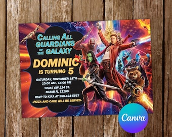 Invitación de Guardianes de la Galaxia Invitación de Groot Invitación de cumpleaños de Guardianes de la Galaxia Fiesta de Groot Invitación editable de Groot