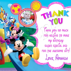 Tarjeta de agradecimiento de Mickey Mouse Clubhouse Tarjeta de agradecimiento de Mickey Mouse Invitación de Mickey Mouse Clubhouse Invitación de Mickey Mouse