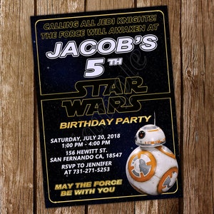Star Wars Einladung Star Wars BB8 Einladung Star Wars Geburtstag Star Wars BB8 Geburtstag Jedi Einladung Star Wars Party