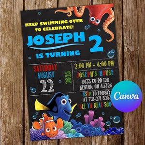 Finding Dory Invitation Finding Nemo Birthday Invitation Finding Dory Party Finding Nemo Invites Finding Dory Editable Invitation