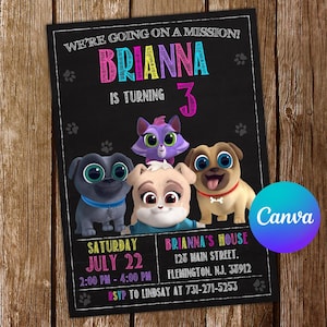 Puppy Dog Pals Invitation Puppy Dog Pals Birthday Invitation Puppy Dog Pals Party Puppy Dog Pals Editable Invitation