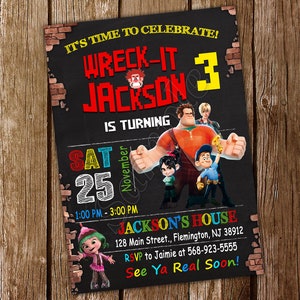 Invitation Wreck It Ralph Invitation d'anniversaire Wreck It Ralph Invitation Vanellope Party Wreck It Ralph Invitation Wreck It Ralph