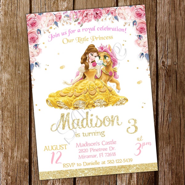 Belle Invitation Princess Belle Invitation Belle Birthday Belle Invite Belle Birthday Invitation Belle Party