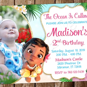 Baby Moana-uitnodiging Baby Moana-verjaardag Baby Moana-uitnodiging Baby Moana-verjaardagsuitnodiging Baby Moana-feestuitnodiging