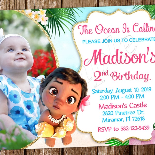 Baby Moana Invitation Baby Moana Birthday Baby Moana Invite Baby Moana Birthday Invitation Baby Moana Party Invitation