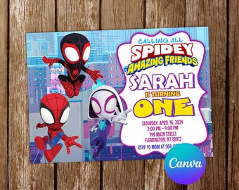 Spidey and his Amazing Friends Invitation Spidey Invitation Spidey Birthday Invitation Spidey Party Spidey Editable Invitation