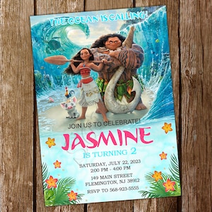Invitación de Moana Cumpleaños de Moana Invitación de Moana Invitación de cumpleaños de Moana Invitación de fiesta de Moana