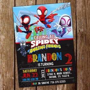 Invitation Spidey et ses amis incroyables Invitation Spidey Anniversaire Spidey Invitation Spidey Invitation anniversaire Spidey Fête Spidey