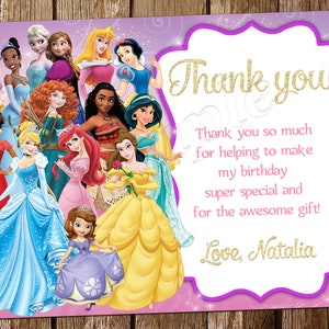 Carte de remerciement princesse faire-part princesse faire-part belle faire-part jasmin faire-part Ariel faire-part raiponce faire-part Cendrillon