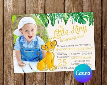 Lion King Invitation Lion King Birthday Invitation Lion King Party Lion King Invites Lion King Editable Invitation Lion King Digital Card