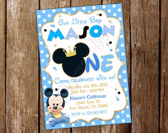 Baby Mickey Mouse First Birthday Invitation Baby Mickey Mouse Invitation Baby Mickey Mouse Birthday Baby Mickey Mouse Party