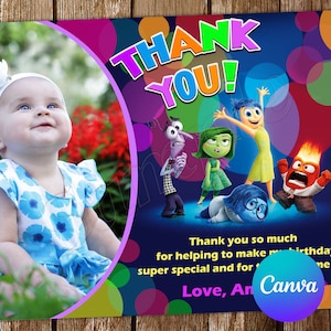 Inside Out Thank You Card Inside Out Invitation Inside Out Birthday Invitation Inside Out Party Inside Out Editable Invitation Digital Card