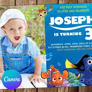 Finding Nemo Invitation Finding Dory Birthday Invitation Finding Nemo Party Finding Nemo Invites Finding Nemo Editable Invitation