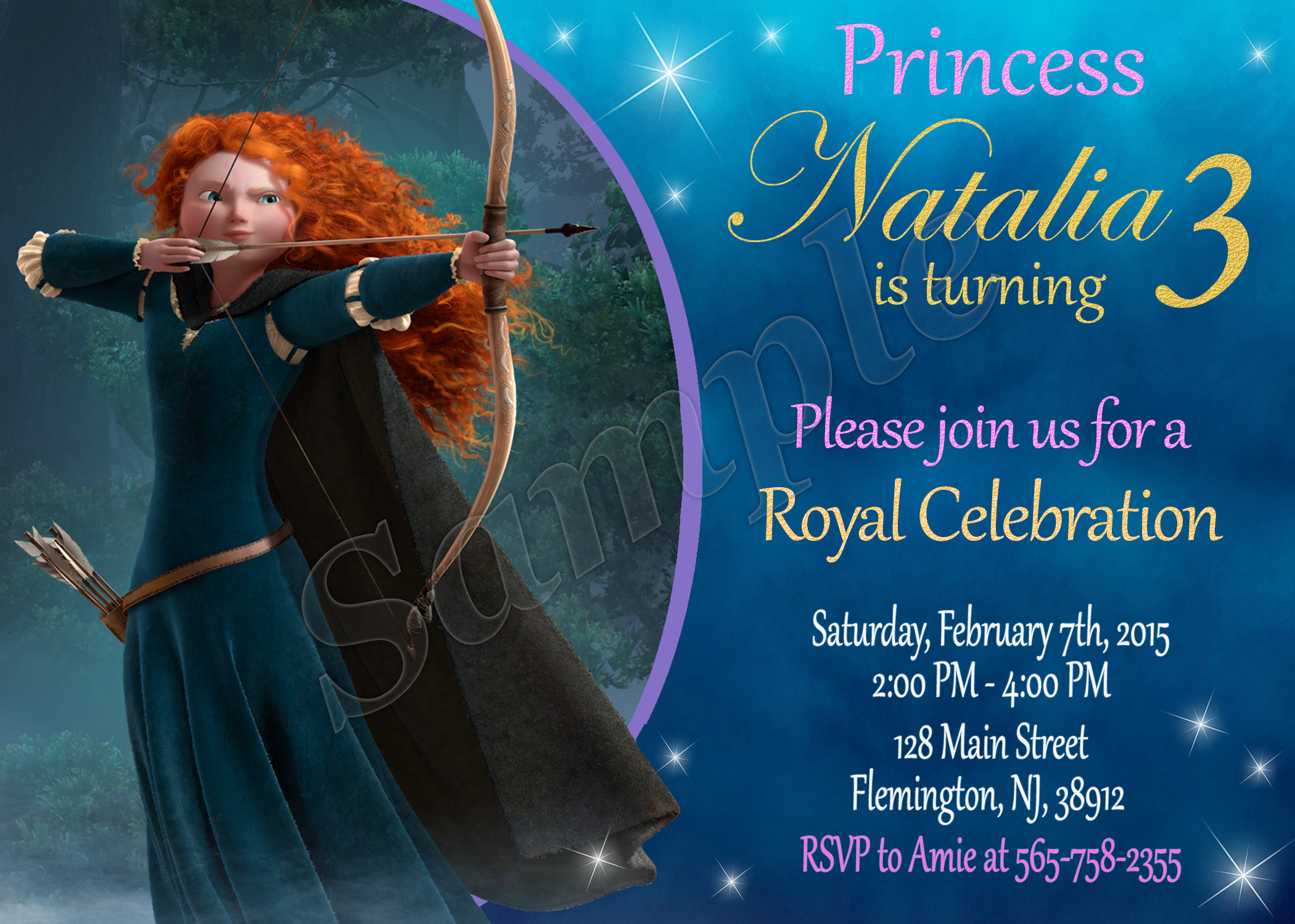 Brave Invitation Merida Invitation Princess Brave Invitation - Etsy