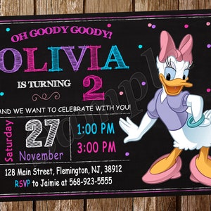 Invitation Daisy Duck Invitation Daisy Daisy Duck Anniversaire de marguerite Fête Daisy Duck Fête Daisy Invitation Daisy Duck