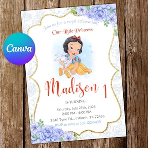 Baby Snow White Invitation Princess Baby Snow White Birthday Invitation Snow White Party Snow White Invites Snow White Editable Invitation